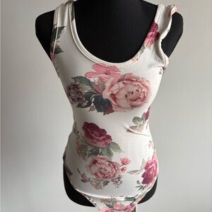 Gaze Floral Bodysuit in Pink and Cream